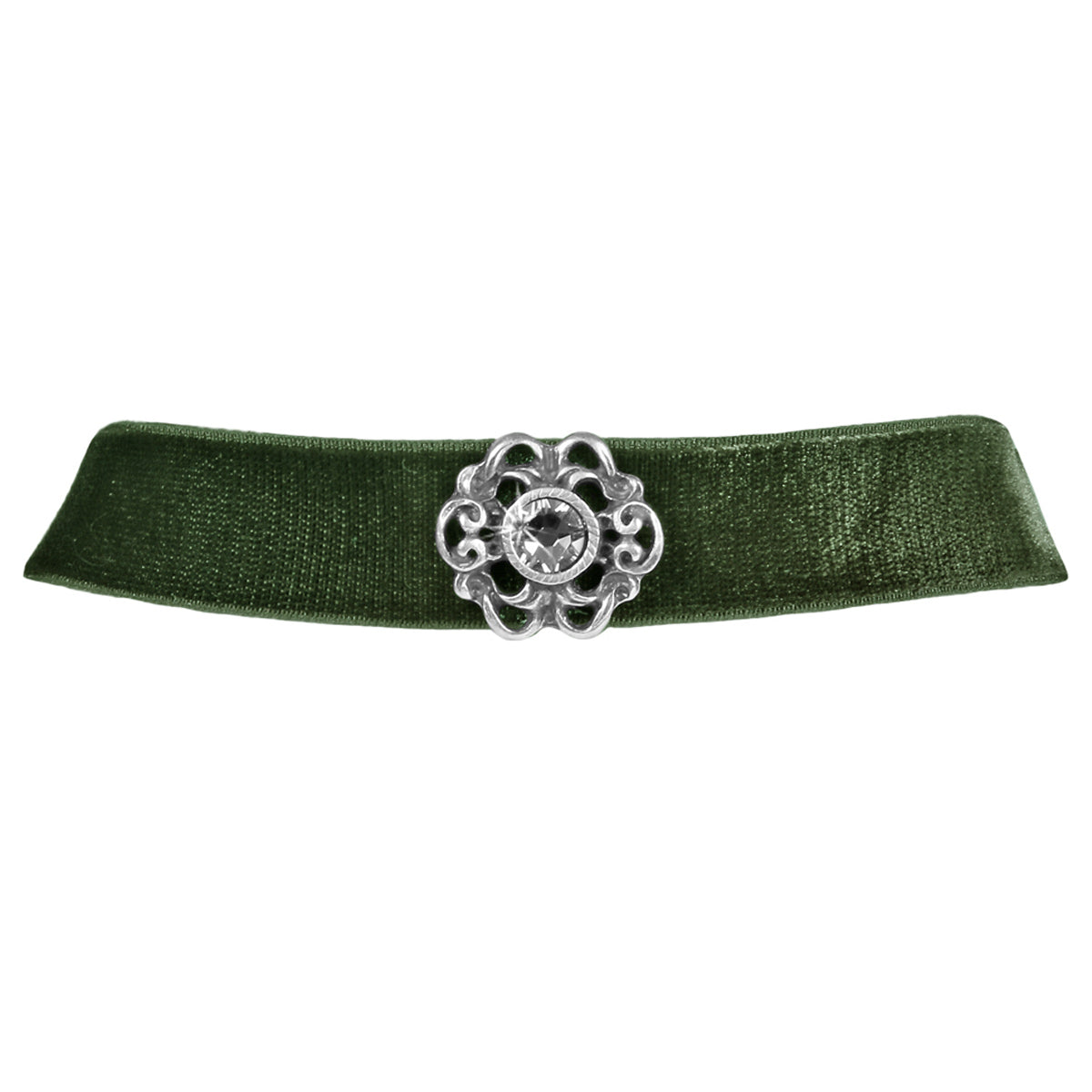 trachtenland-luisia-annina-samt-kropfband-mit-ornament-und-premium-kristall-oliv image 1