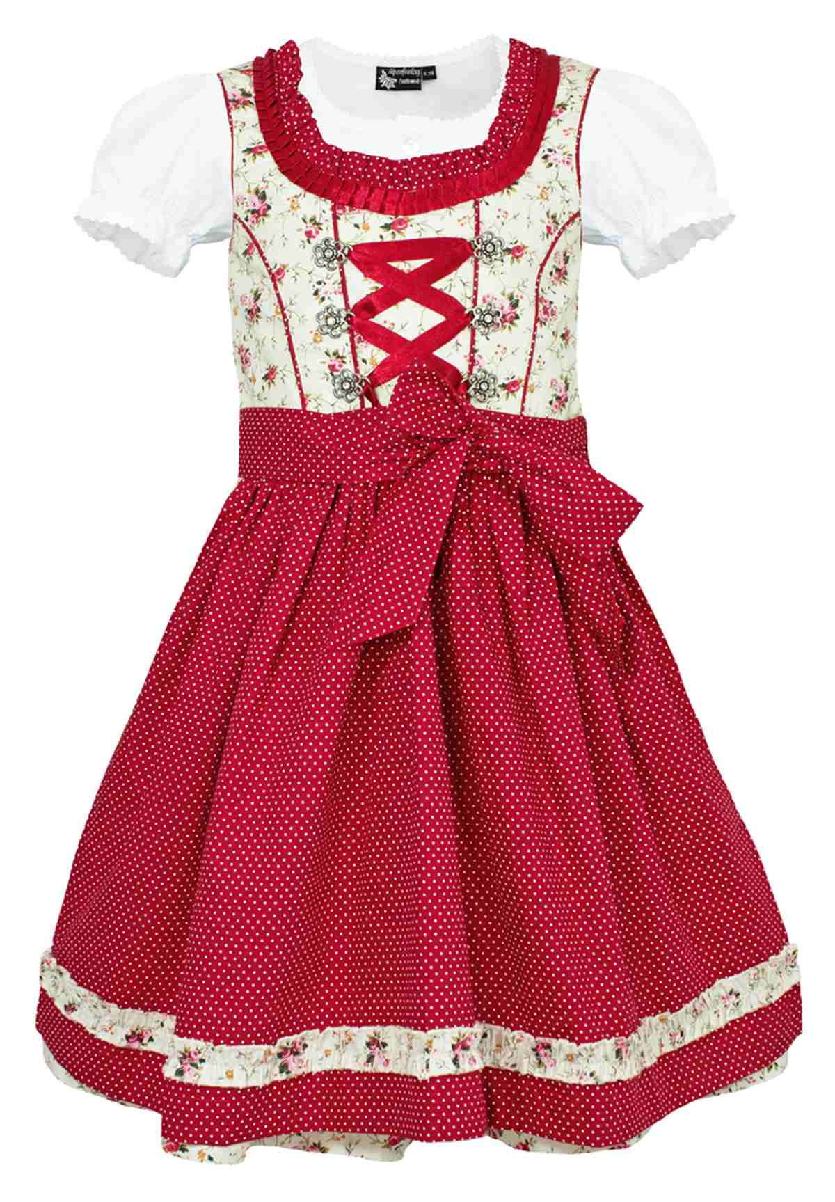 maddox-kinder-dirndl-zermatt-3-tlg-streubl-mchen-creme-rot image 1