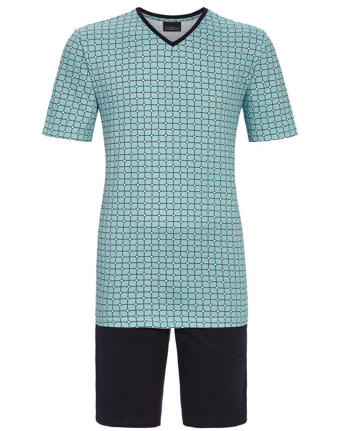 trachtenland-ringella-herren-kurzarm-pyjama-necktie-bermuda-4241306-mykonos-blau image 1