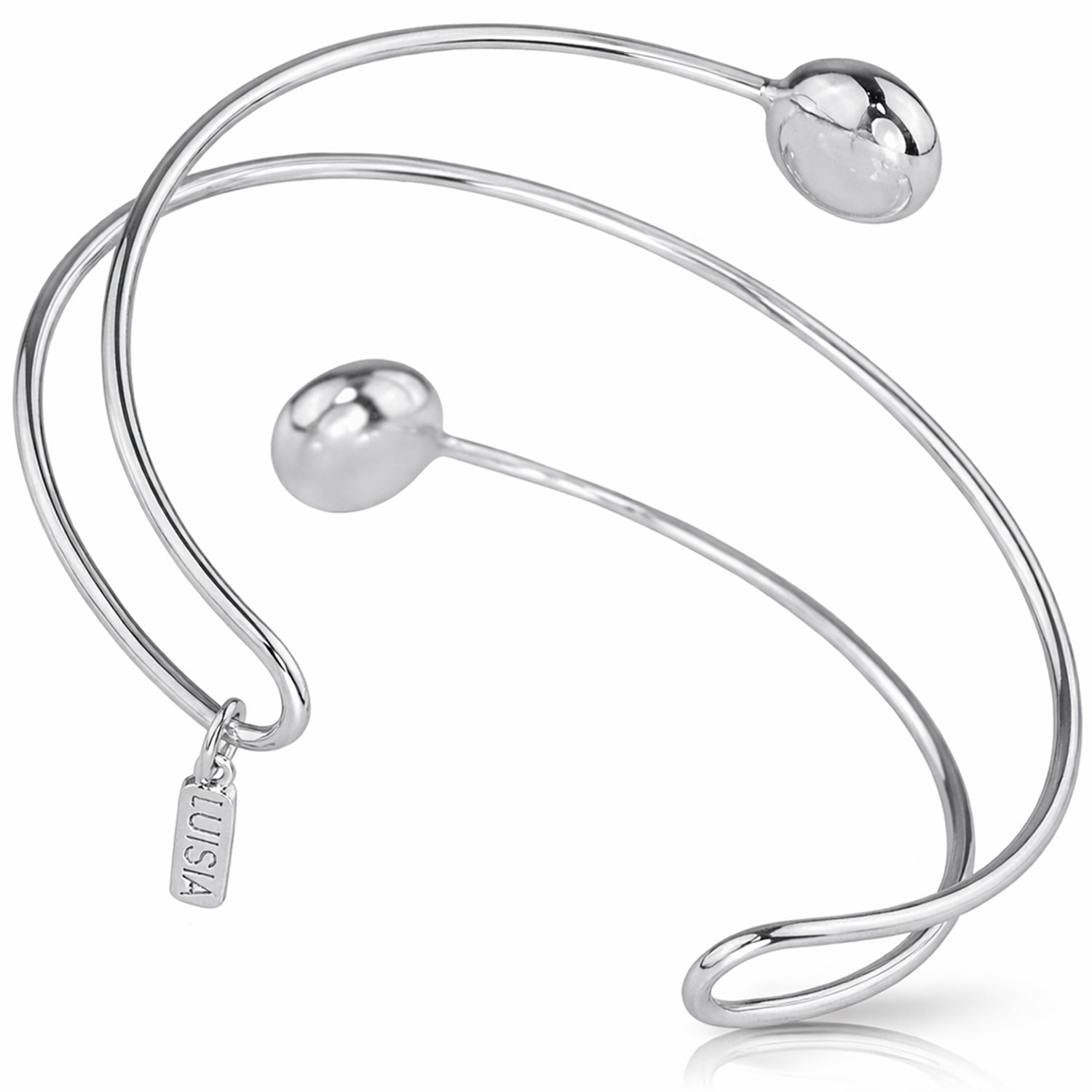 luisia-spiral-armreif-fjella-mit-2-premium-kristallen-silber-light-topas image 2