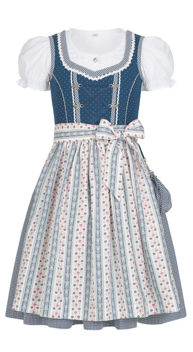 n-bler-kinderdirndl-tanja-3-teilig-blau-karo-punkt-blumen image 1