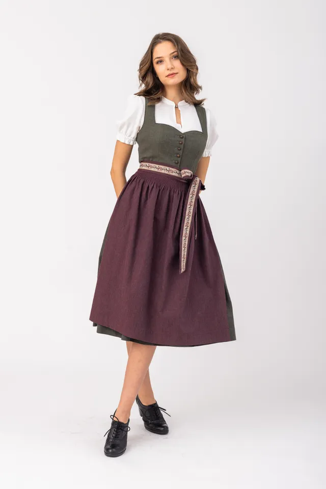 felicitas-dirndl-dasha-olive-herzausschnitt-flanell image 1