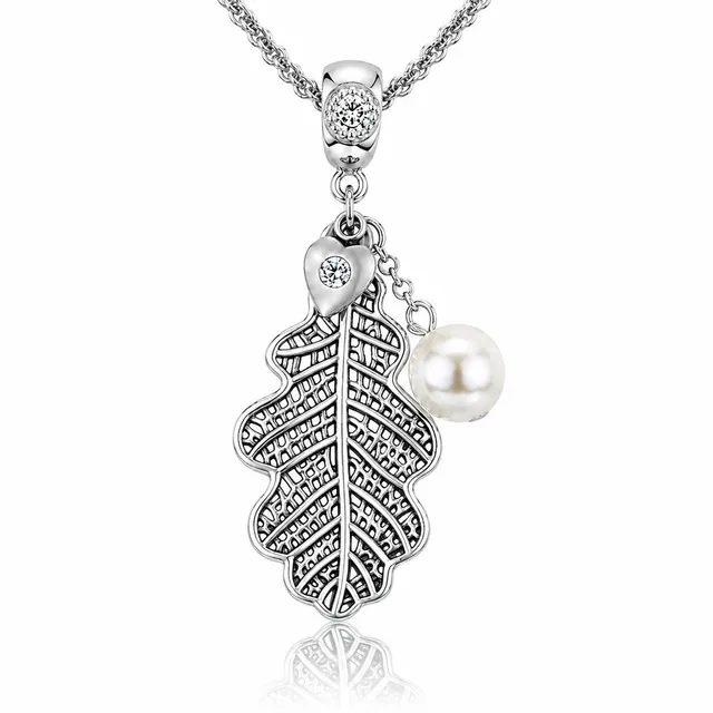 luisia-doppelhalskette-eichblatt-mit-kristallen-von-swarovski-silber image 1