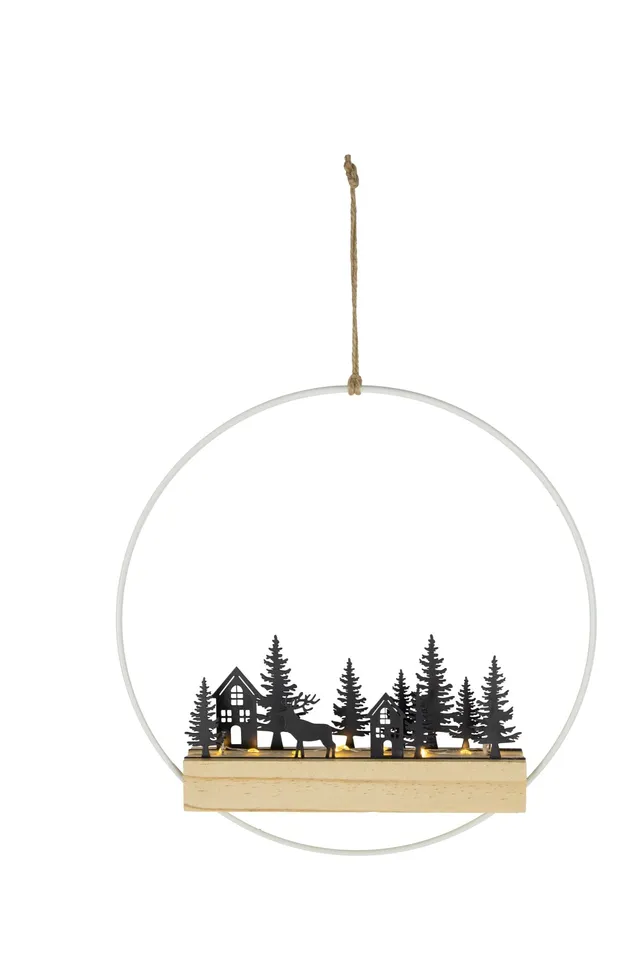 riffelmacher-dekoring-waldszene-mit-led-timer-13848-holz-metall-braun-schwarz-we image 1