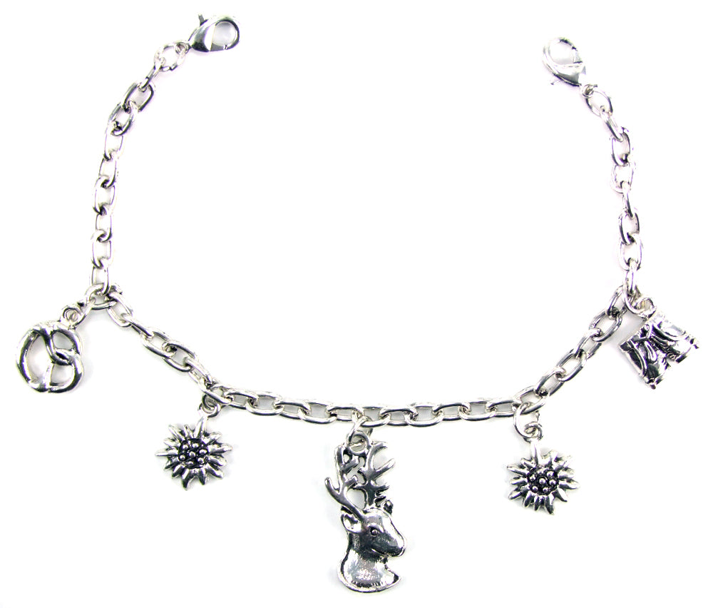 trachtenland-dirndl-charivari-kette-mit-hirschkopf-silber image 1