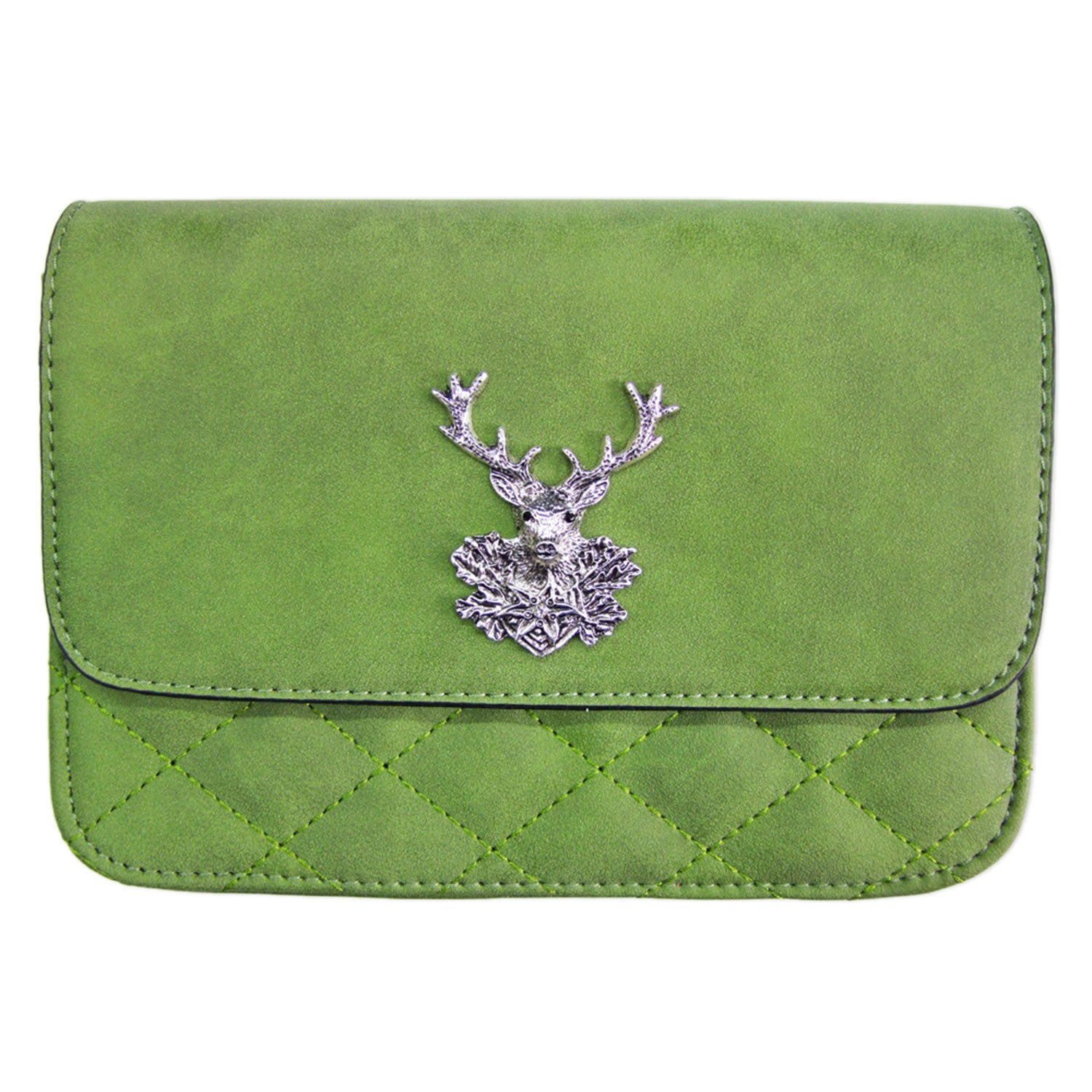 trachtenland-gesteppte-trachten-handtasche-anni-mit-hirsch-applikation-hellgr-n image 1