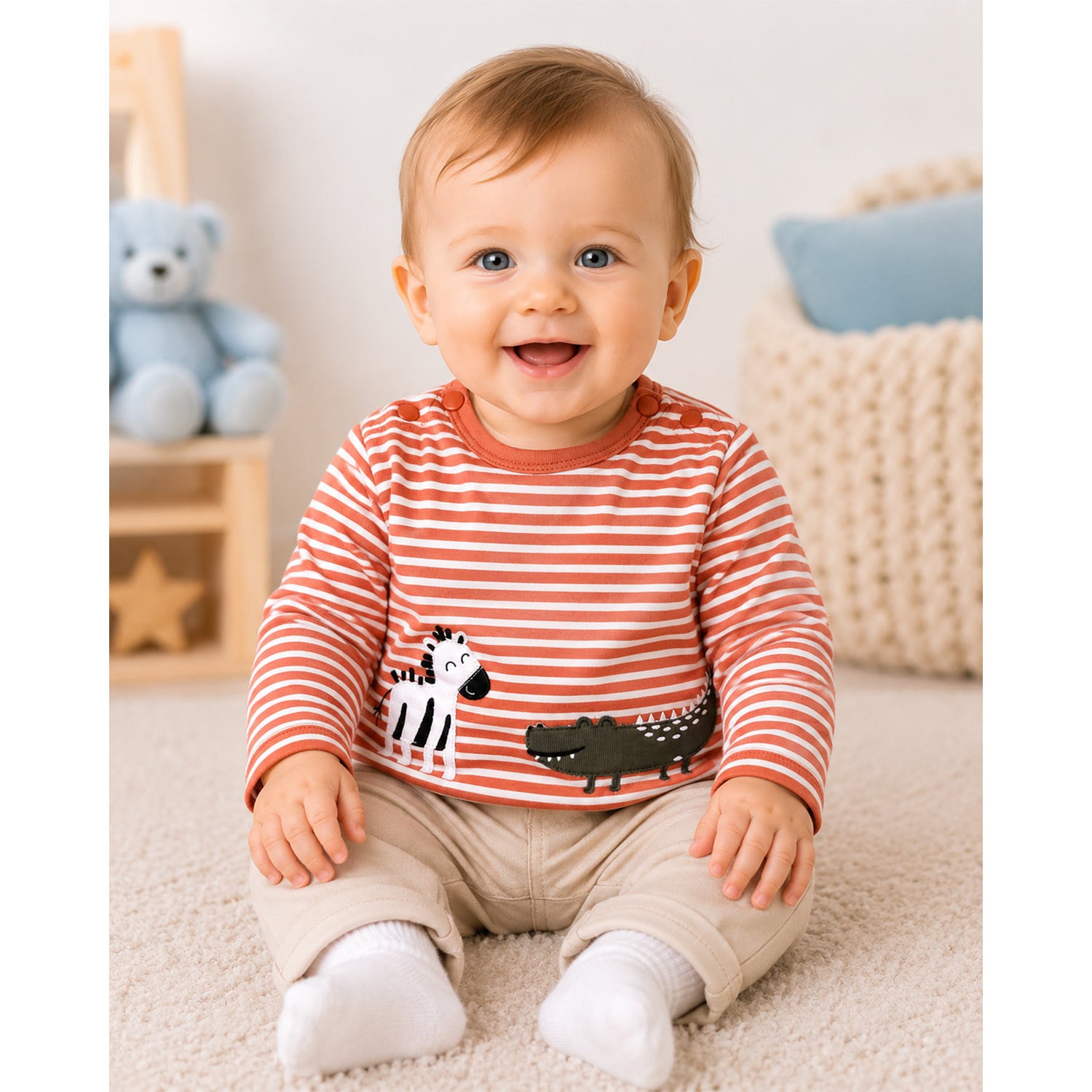 bondi-baby-langarmshirt-safari-93966-stripe-terra-white image 3