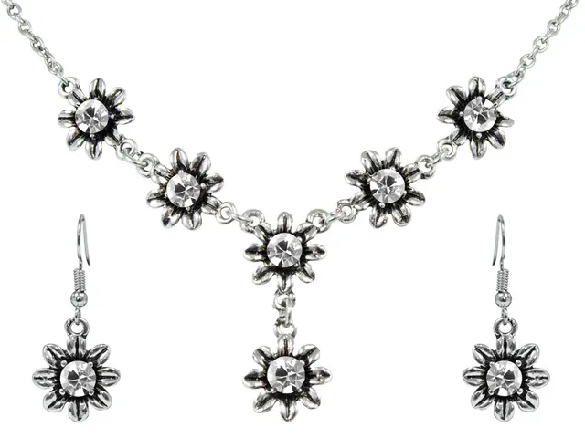 trachtenland-blumen-collier-mit-ohrh-ngern-kristall-set image 1
