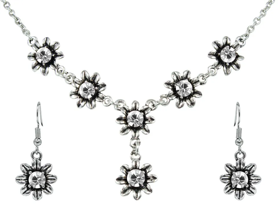 trachtenland-blumen-collier-mit-ohrh-ngern-kristall-set image 1