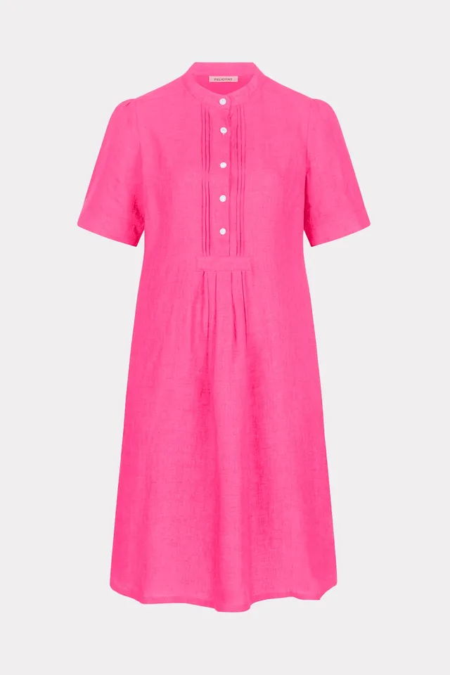 felicitas-kleo-damen-blusenkleid-leinen-stehkragen-kurzarm image 1