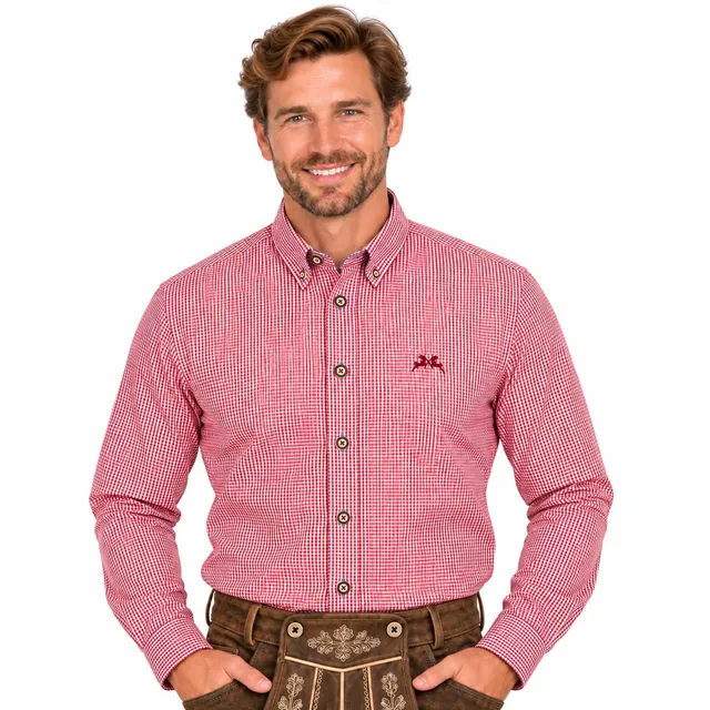 maddox-kariertes-herren-trachtenhemd-hemd-47-rot image 1
