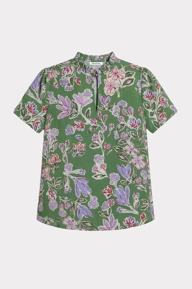 felicitas-bluse-banu-damen-kurzarmbluse-viskose-floral image 1
