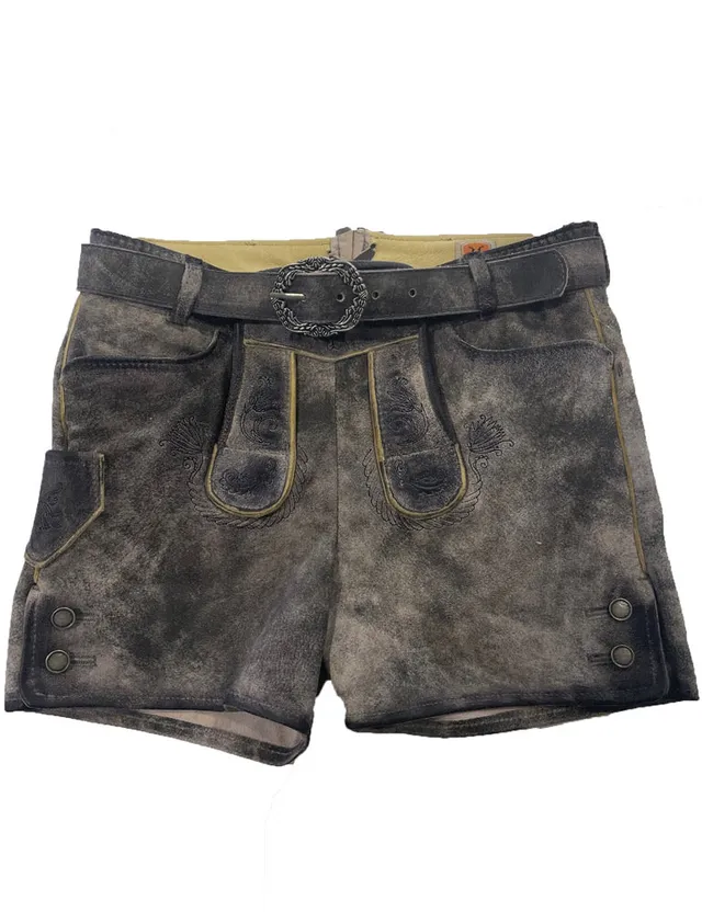 maddox-m-dchen-lederhose-fichtelsee-kurz-mit-g-rtel-steingrau-ziegenvelour image 1