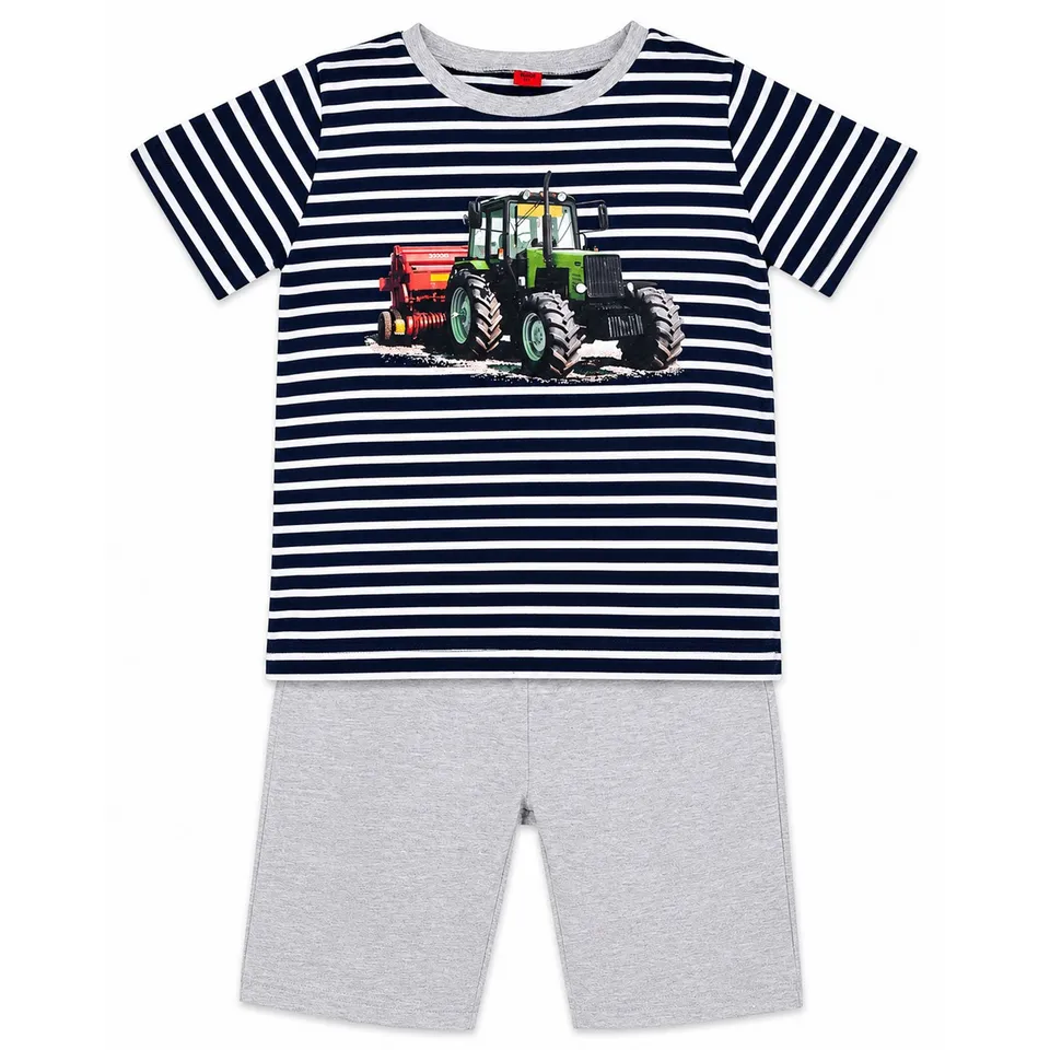 trachtenland-bondi-jungen-shorty-pyjama-traktor-33157-stripe-navy-white image 1