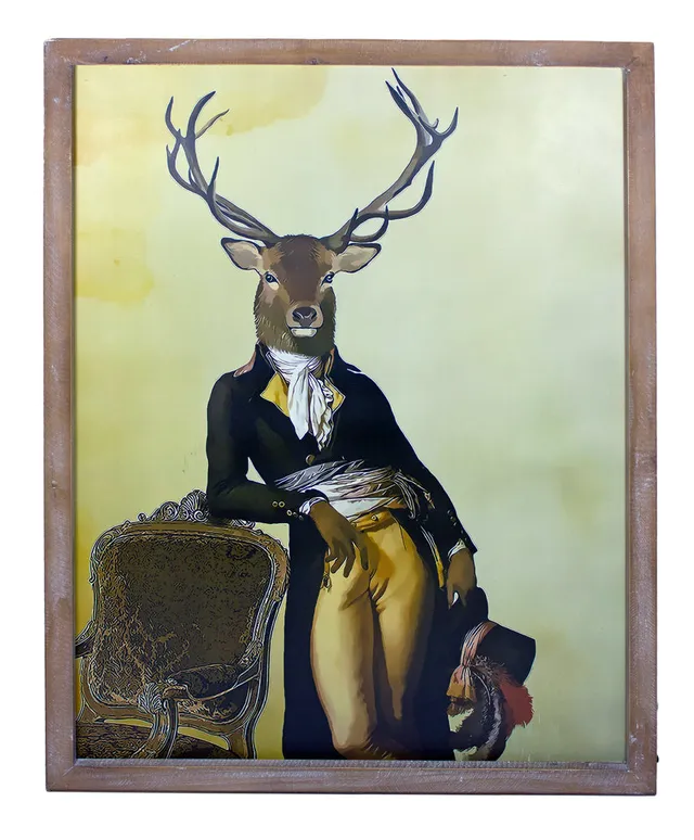 trachtenland-wandbild-sir-hirsch-60-x-80-cm-vintage-holzrahmen image 1