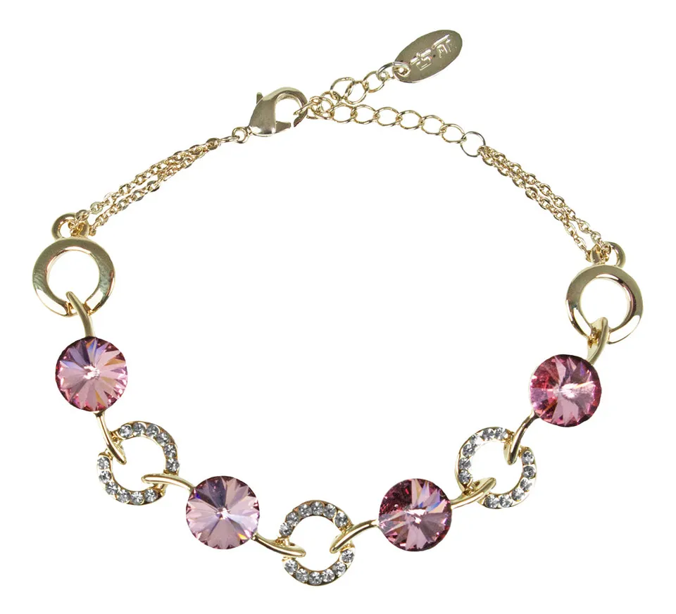 trachtenland-luisia-goldenes-damen-armband-mit-rosa-rivoli-premium-kristallen image 1