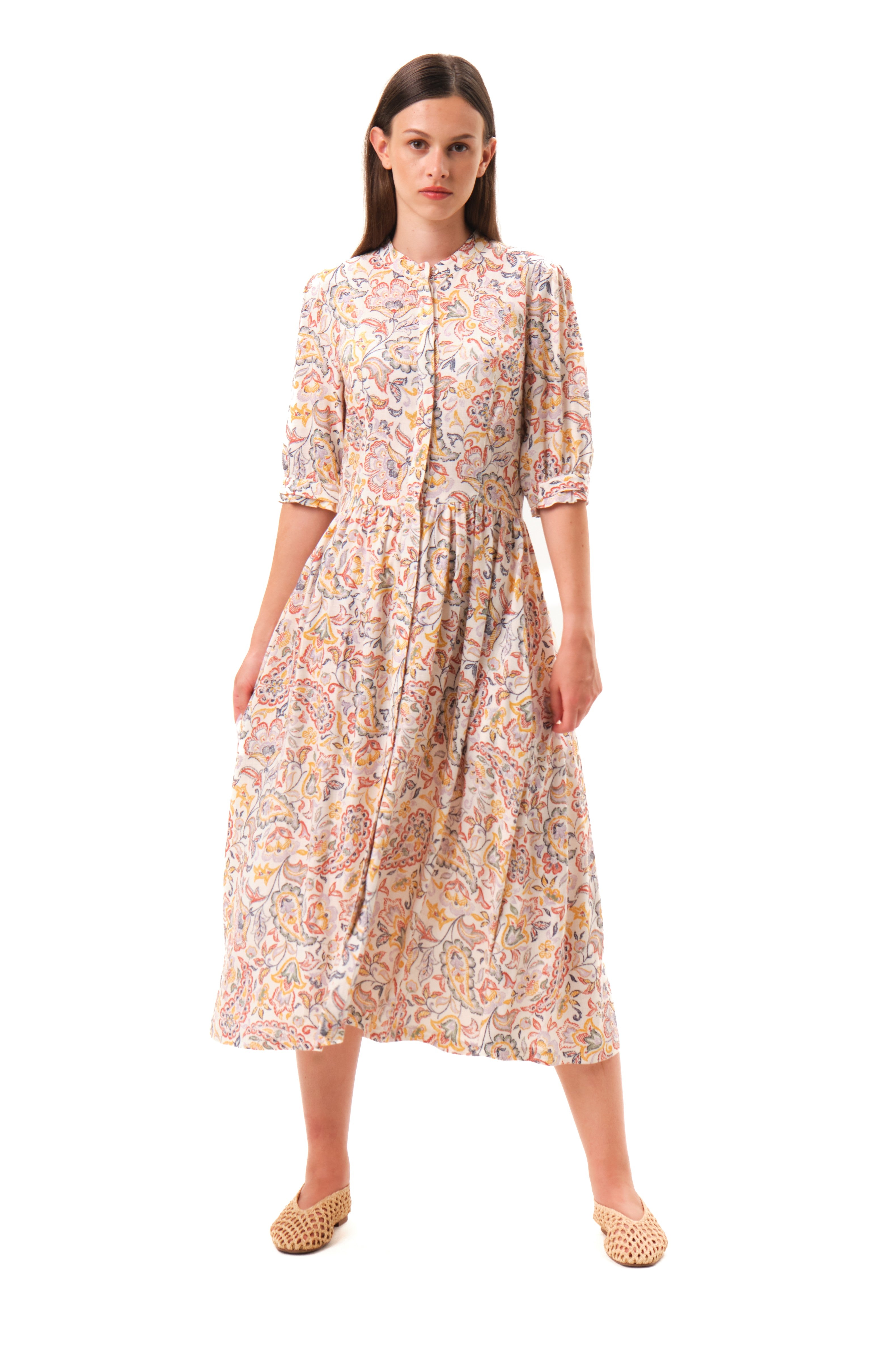 felicitas-damen-kleid-kordelia-leinen-viskose-kleid-mit-stehkragen image 3