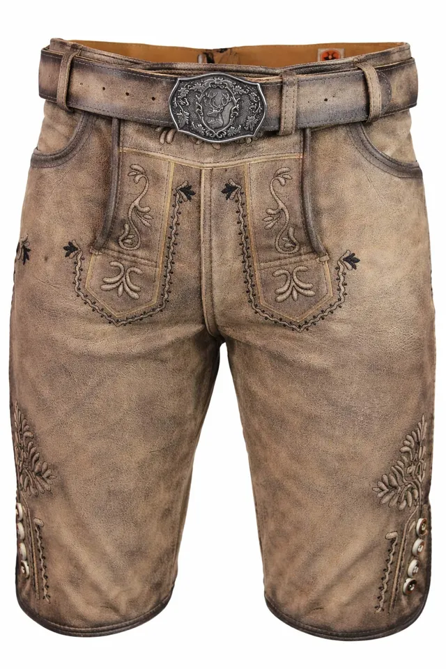 trachtenland-maddox-kurze-herren-lederhose-hopfensee-mit-g-rtel-antik-bernstein image 1