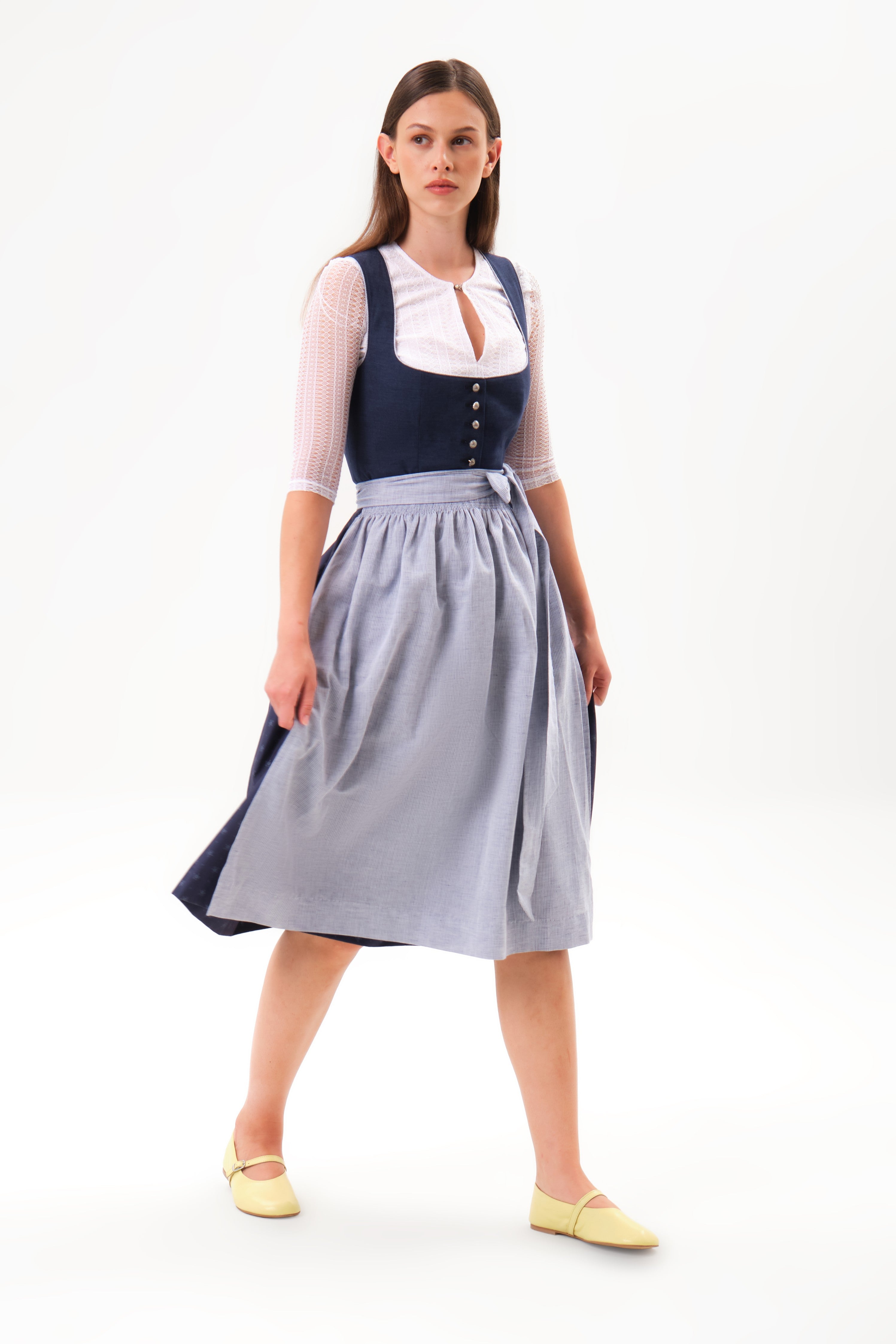 felicitas-dala-damen-dirndl-leinenmischung-marine-mit-streifen-sch-rze image 1