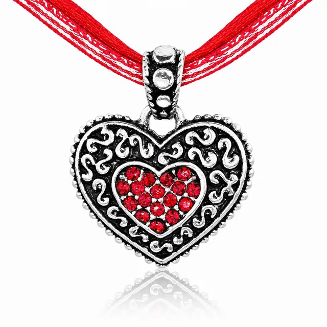 trachtenland-luisia-kinder-halskette-kariert-mit-herz-swarovski-rot image 1