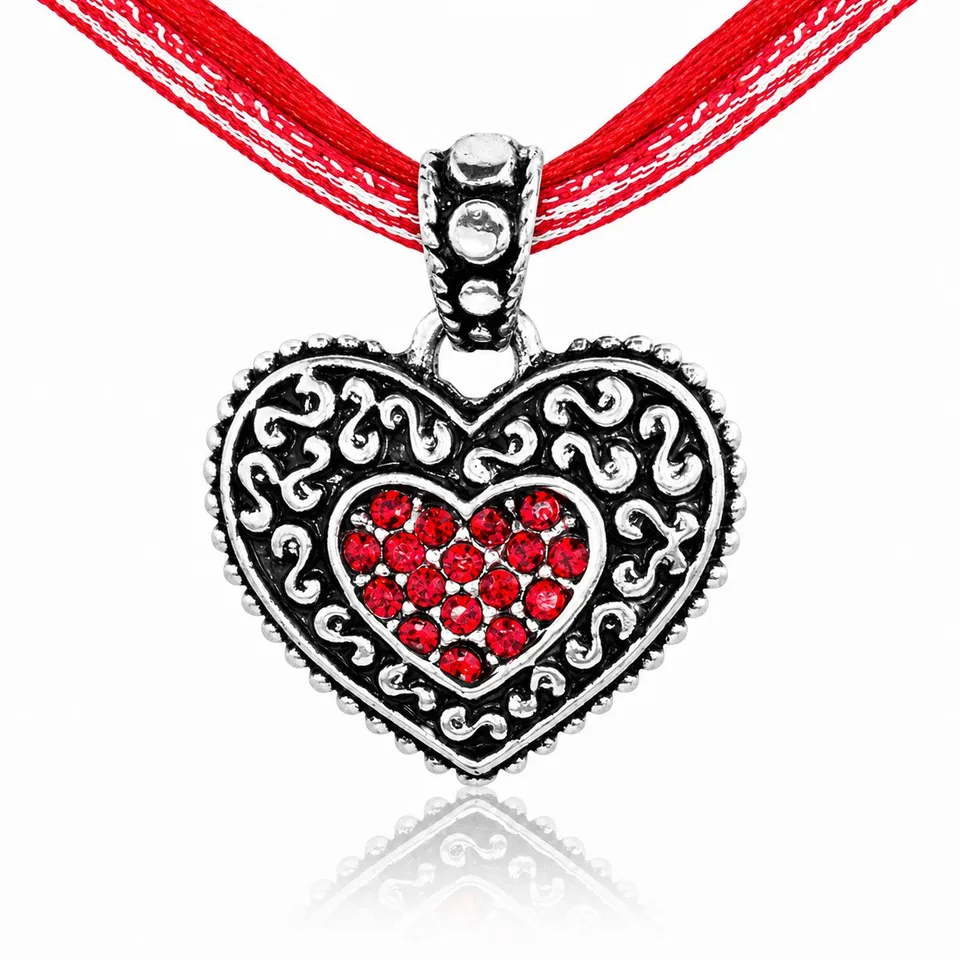 trachtenland-luisia-kinder-halskette-kariert-mit-herz-swarovski-rot image 1