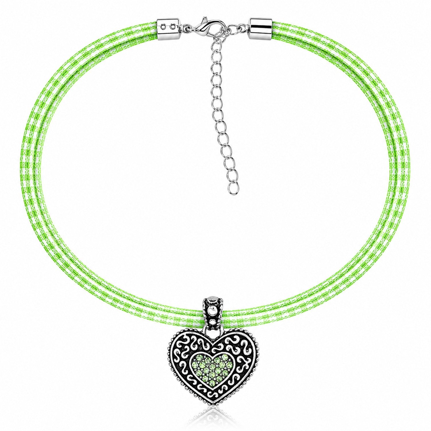luisia-kinder-halskette-kariert-mit-herz-swarovski-hellgr-n image 3