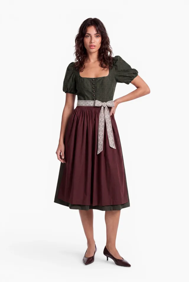 felicitas-dania-damen-dirndl-80cm-jacquard-mieder-oliv image 1