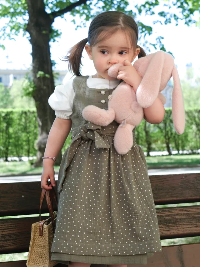 heimatgl-ck-kinderdirndl-mia-mini-oliv-musselin image 1