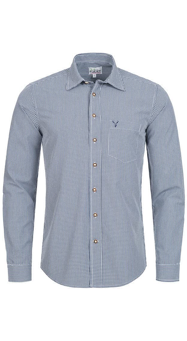 n-bler-trachtenhemd-herren-rudi-langarm-slim-fit-hellblau-kariert image 1