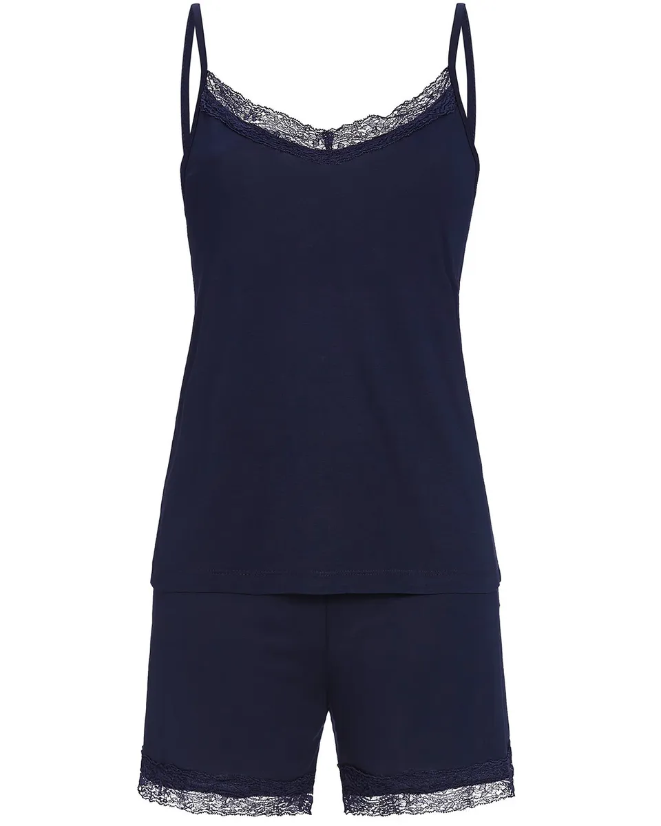 ringella-damen-pyjama-shorty-airy-4261314-spitzenbesatz-dark-navy image 1