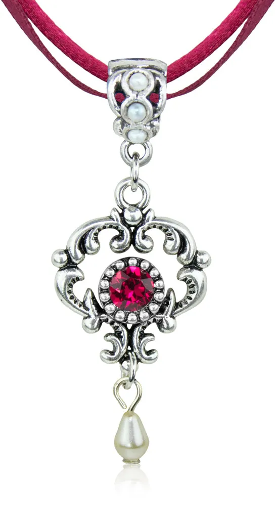 luisia-halskette-malou-mit-ornament-anh-nger-und-premium-kristall-dunkelrot image 1