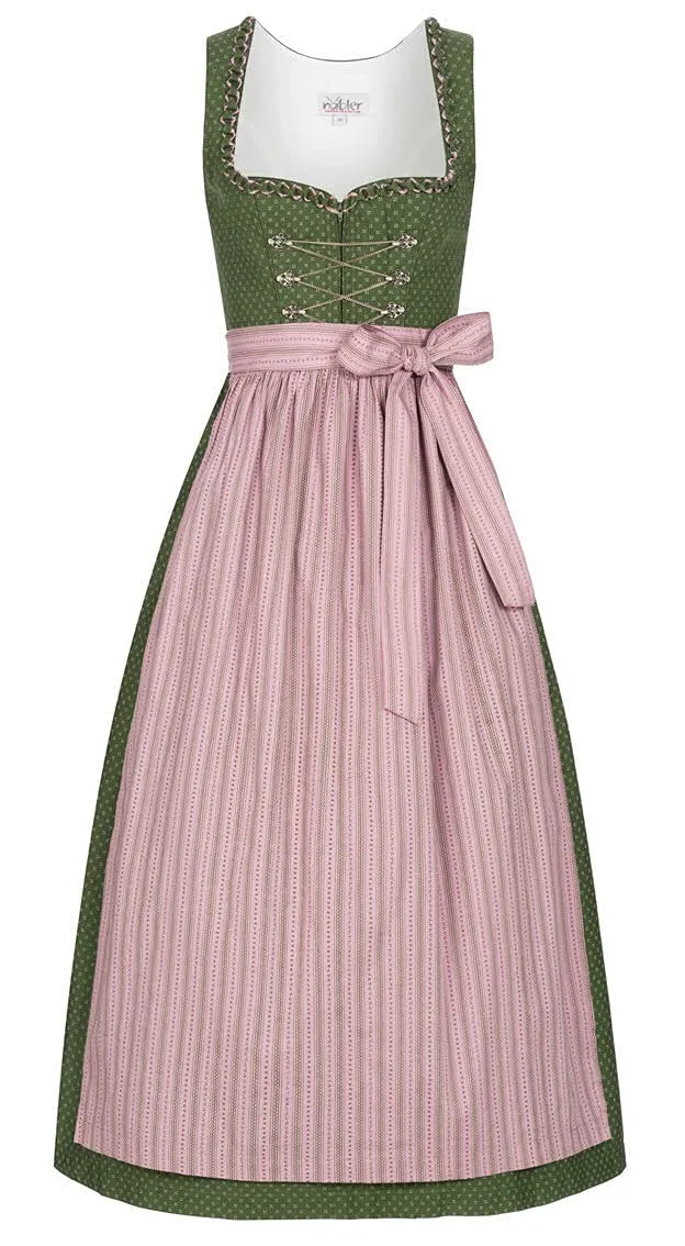 n-bler-thea-damen-dirndl-lang-2-teilig-90-cm-oliv-rosa-blumen image 1
