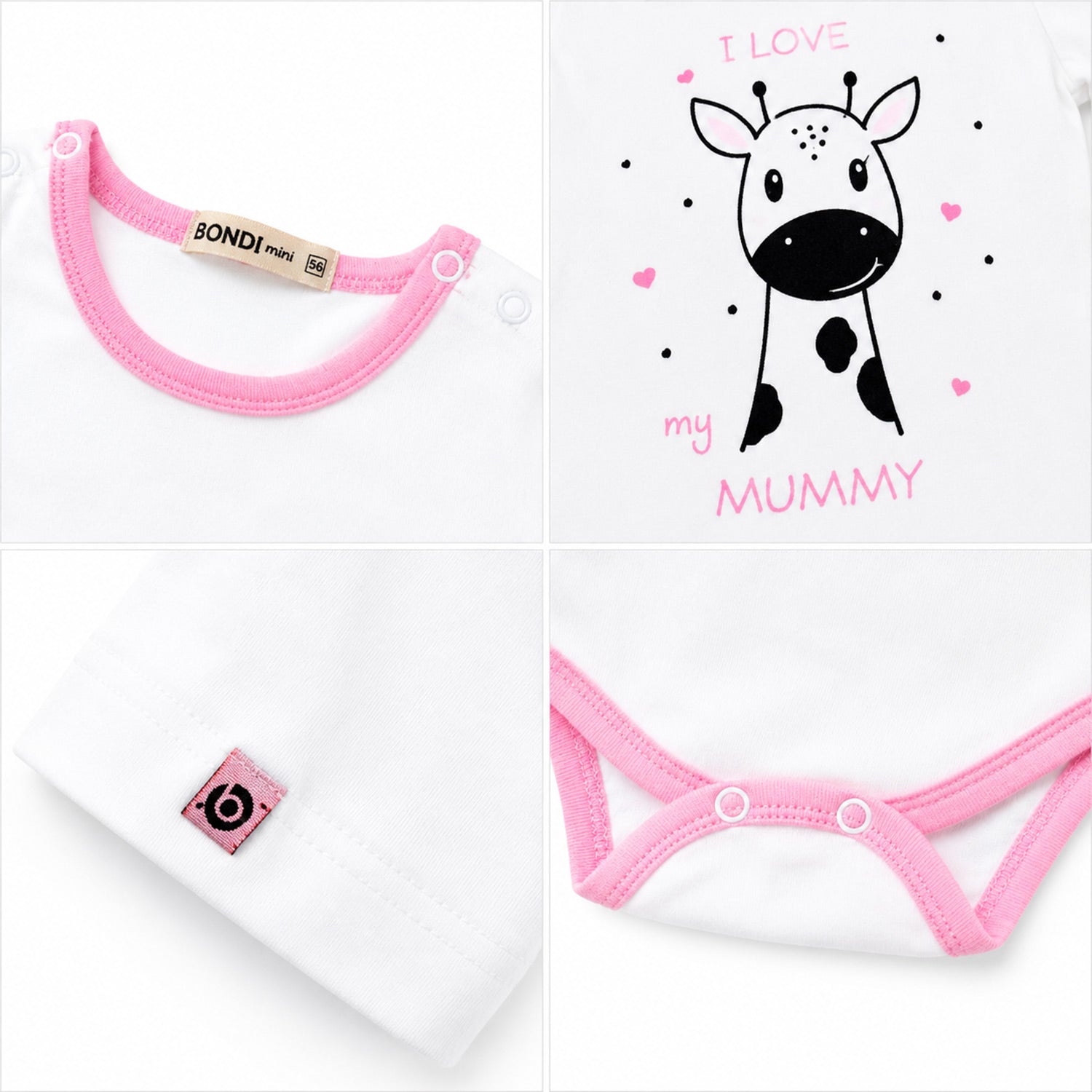 bondi-baby-langarmbody-i-love-my-mummy-giraffe-93635-wei-rosa image 5