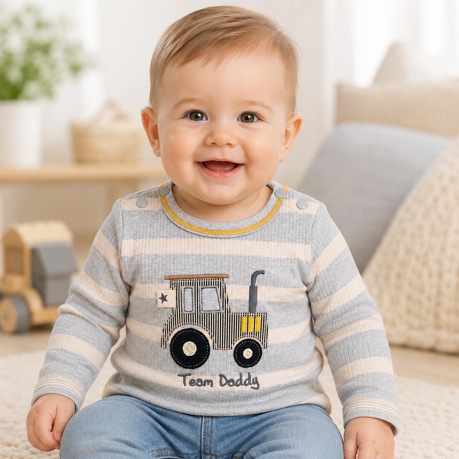 bondi-baby-jungen-langarmshirt-team-daddy-94051-stripe-grey-beige image 3