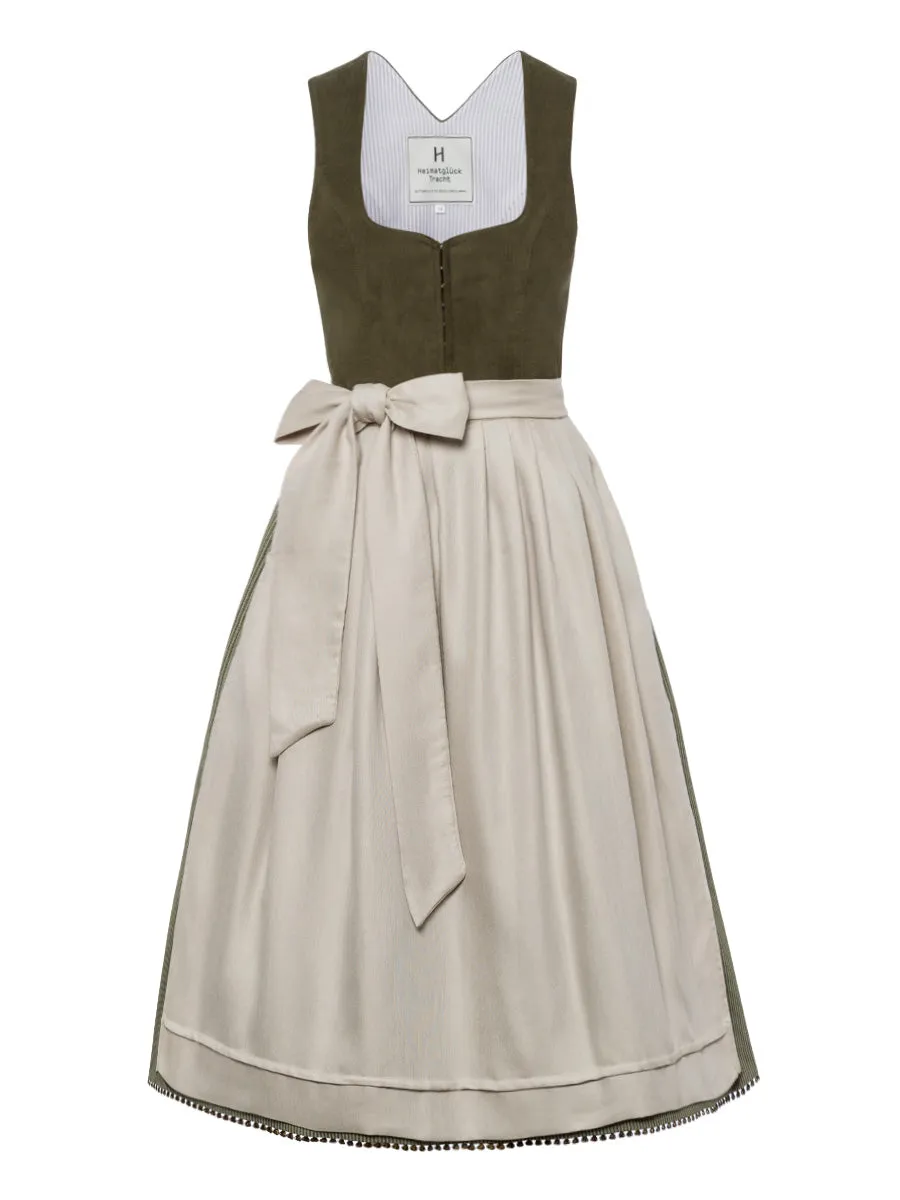 heimatgl-ck-dirndl-karla-babycord-olive-mit-streifenrock image 1