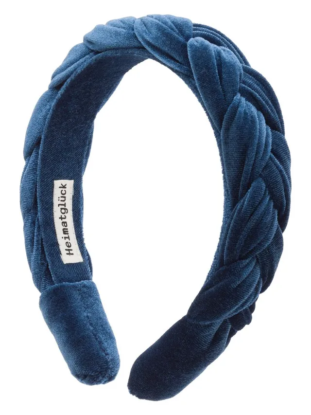heimatgl-ck-geflochtener-haarreif-damen-samt-mittelblau-3-5-cm image 1