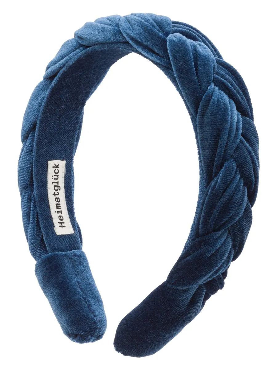 heimatgl-ck-geflochtener-haarreif-damen-samt-mittelblau-3-5-cm image 1