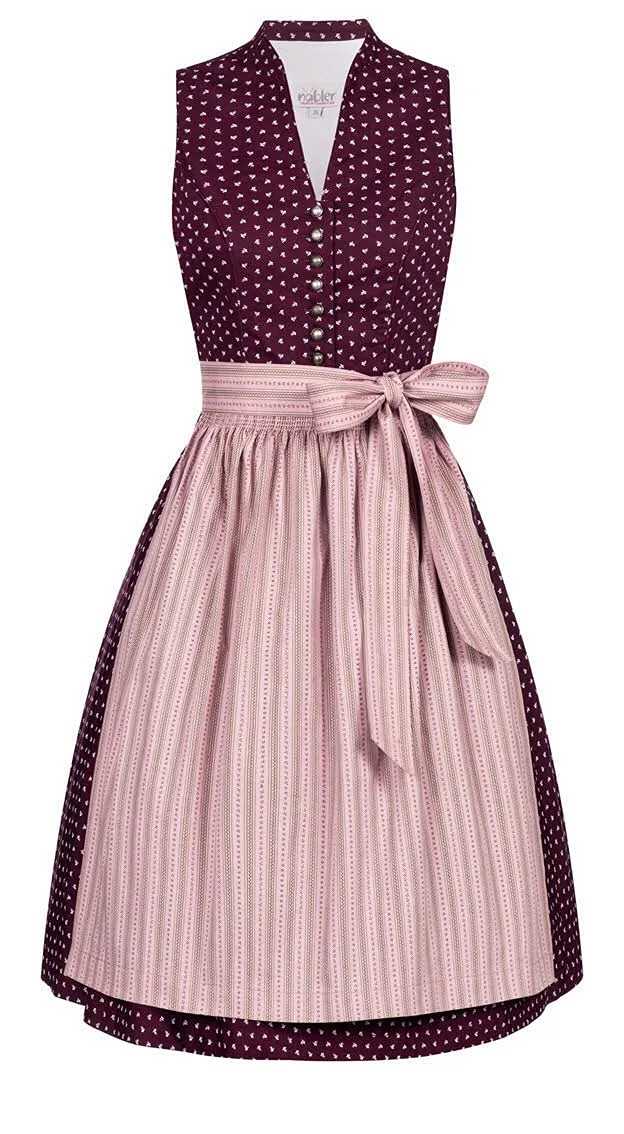 n-bler-dirndl-damen-rita-weinrot-rosa-60-cm-inkl-sch-rze-vintage-hochgeschlossen-2 image 1
