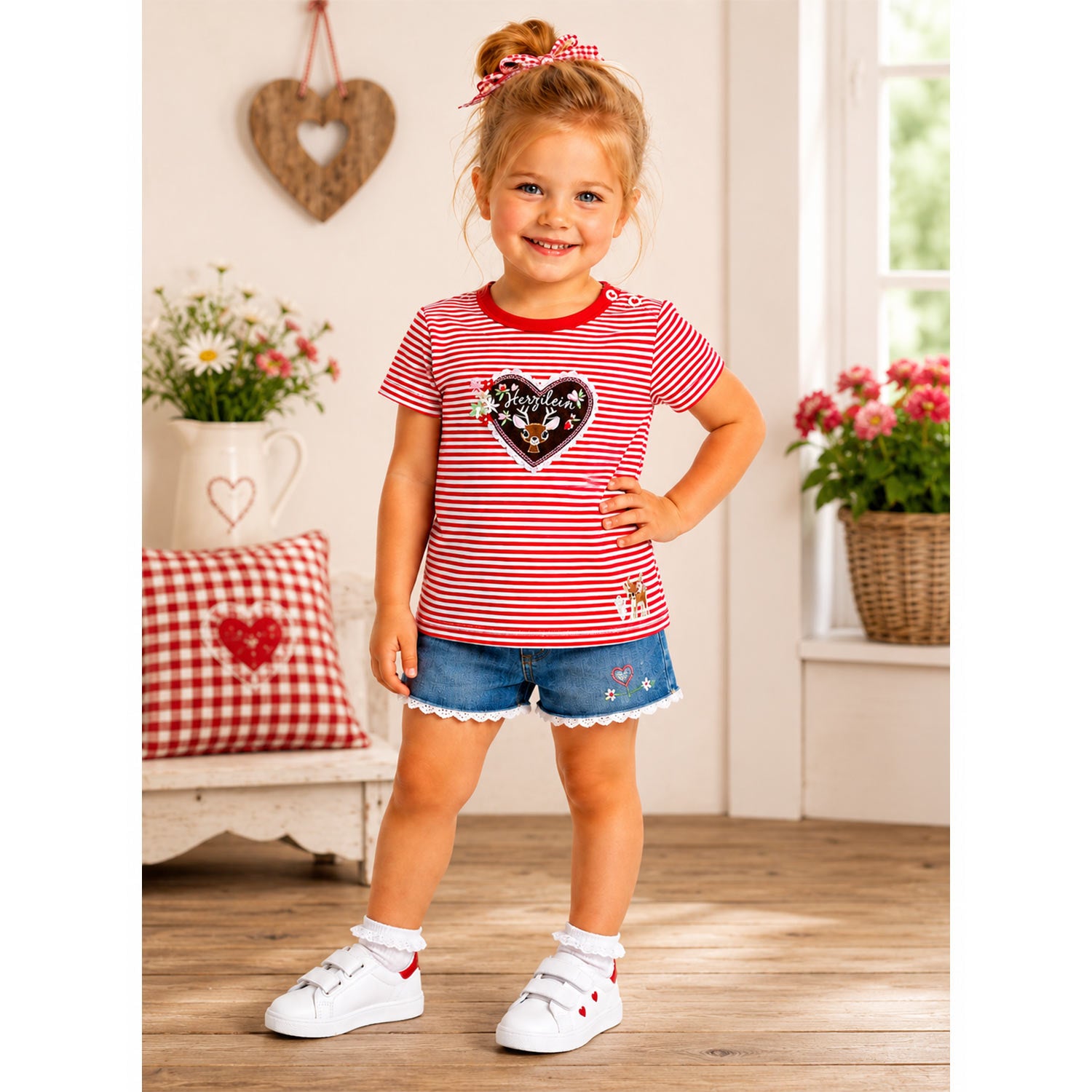 trachtenland-bondi-m-dchen-t-shirt-herzilein-86981-rot-wei-geringelt image 3