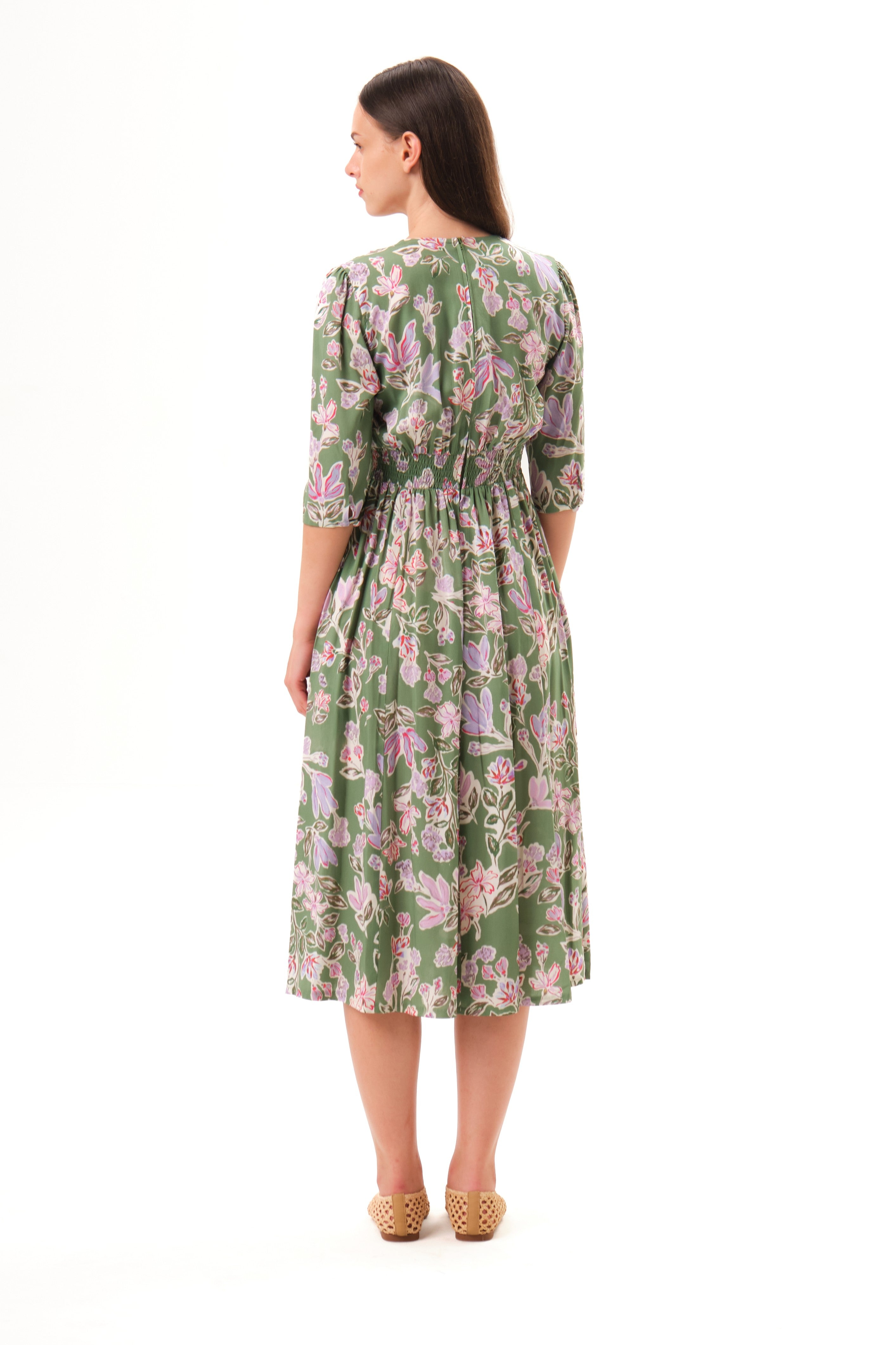 felicitas-kathena-damen-maxikleid-viskose-floral-3-4-arm image 2