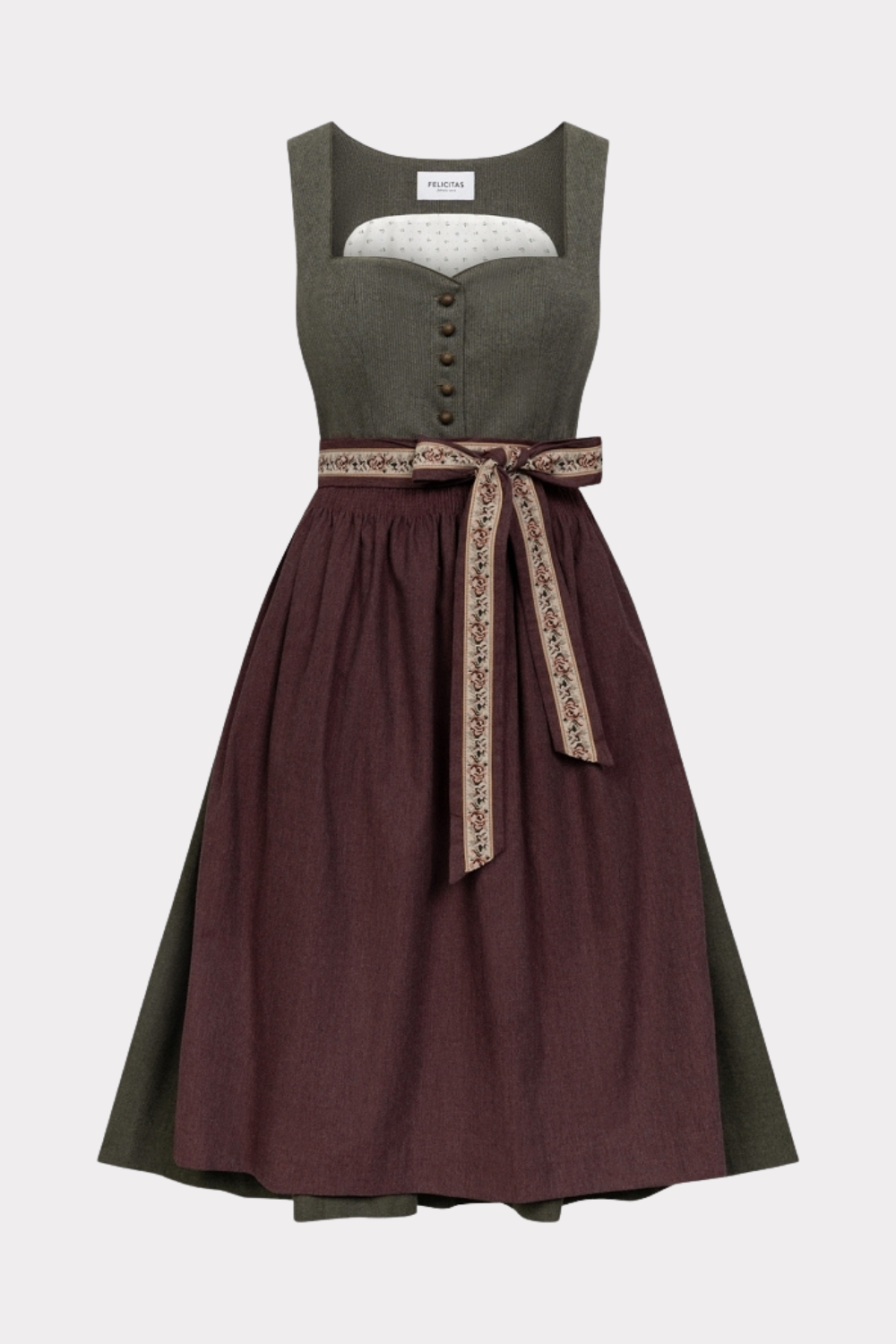 felicitas-dirndl-dasha-olive-herzausschnitt-flanell image 3
