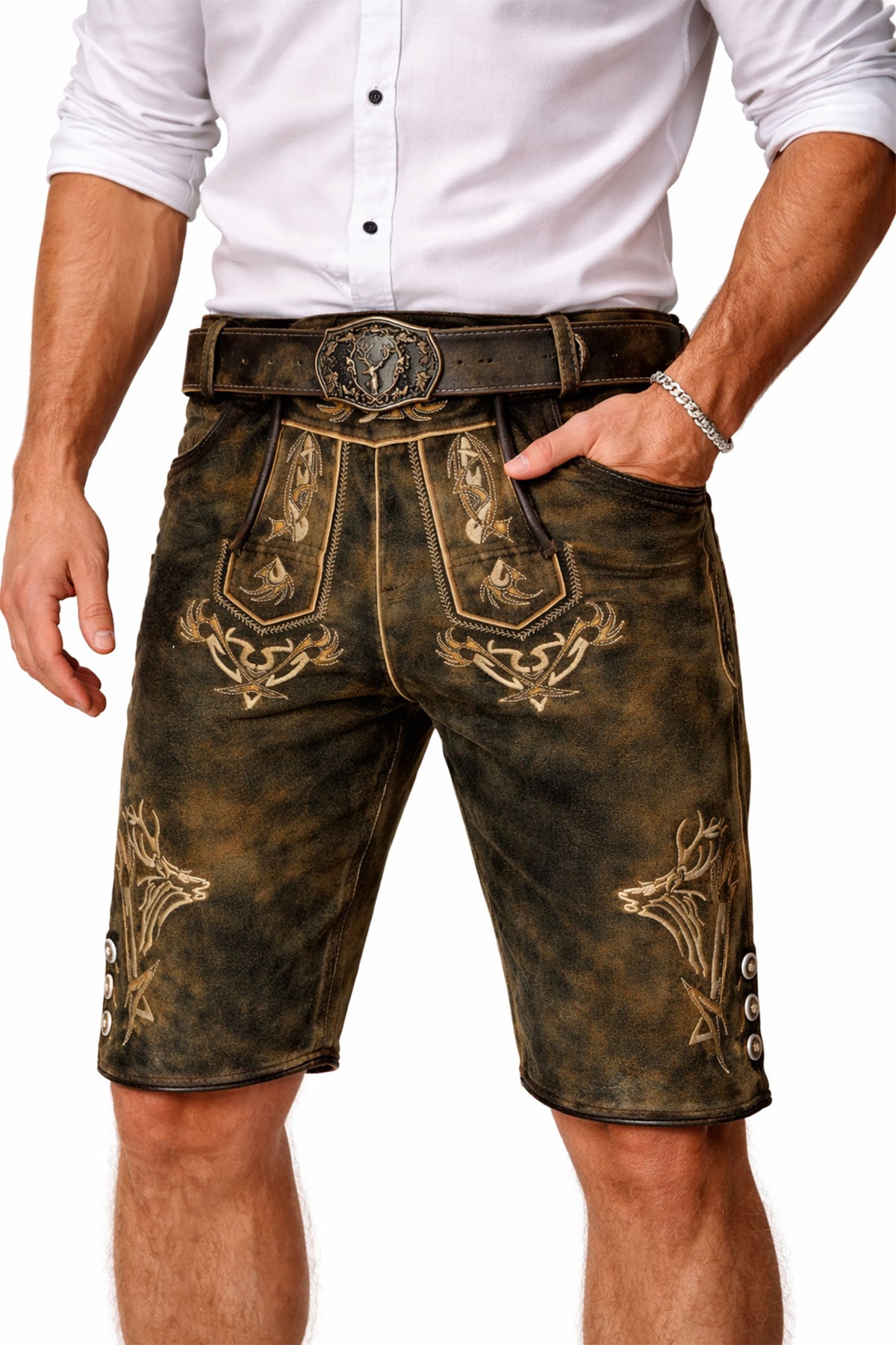 maddox-herren-lederhose-felixsee-kurz-mit-g-rtel-ziegenleder-antik-hell-schiefer image 2
