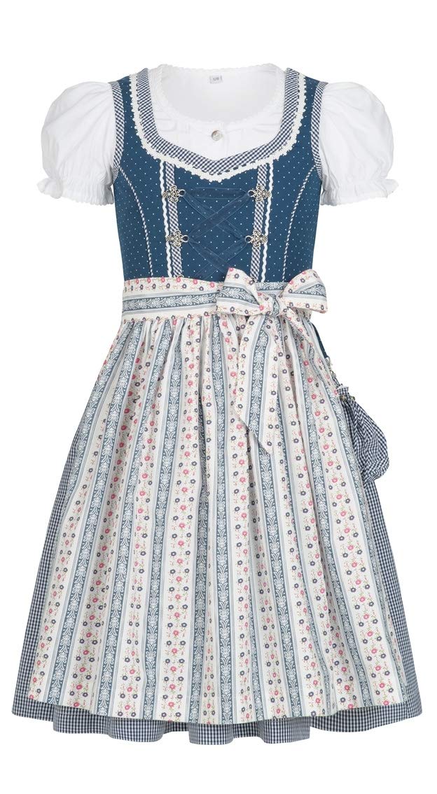 n-bler-kinderdirndl-tanja-3-teilig-blau-karo-punkt-blumen image 5