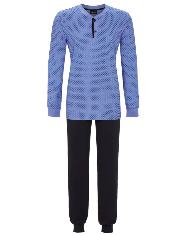 ringella-herren-langarm-pyjama-4541221-mit-strickb-ndchen-blau image 1