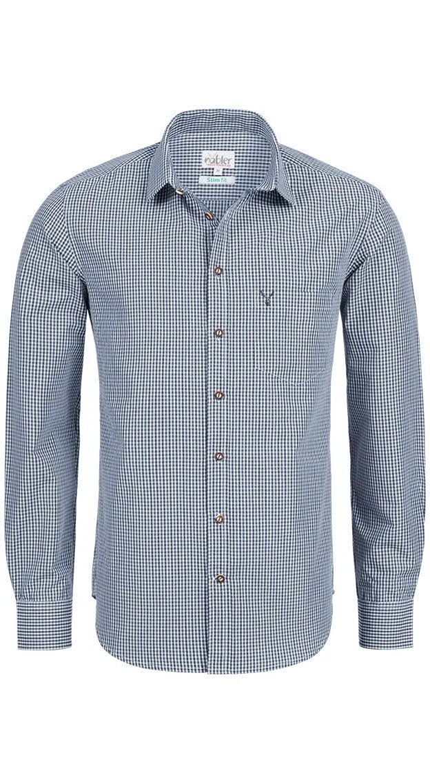 n-bler-trachtenhemd-harald-herren-slim-fit-kariert-gr-n-blau-langarm image 1