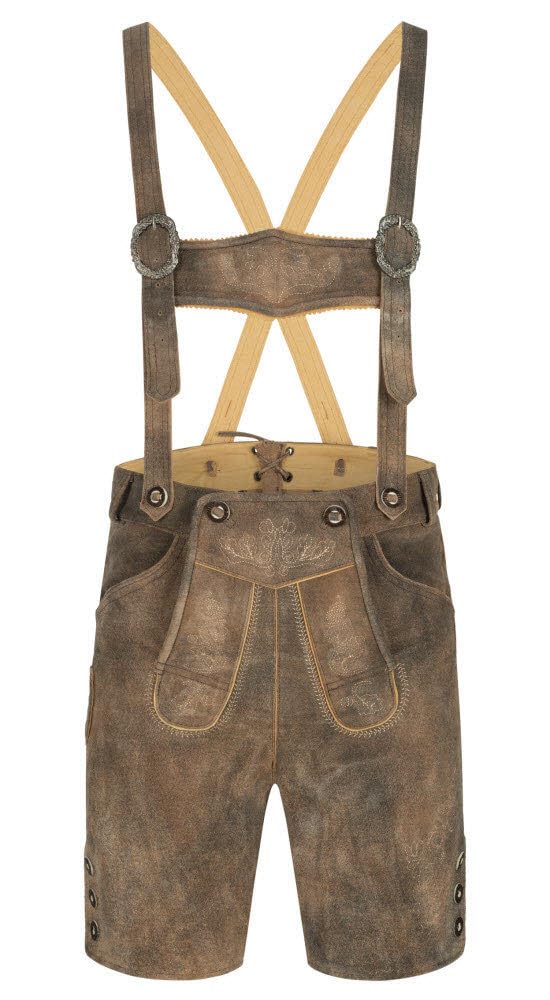 n-bler-bertl-herren-lederhose-kurz-kalbsleder-torf-braun image 1