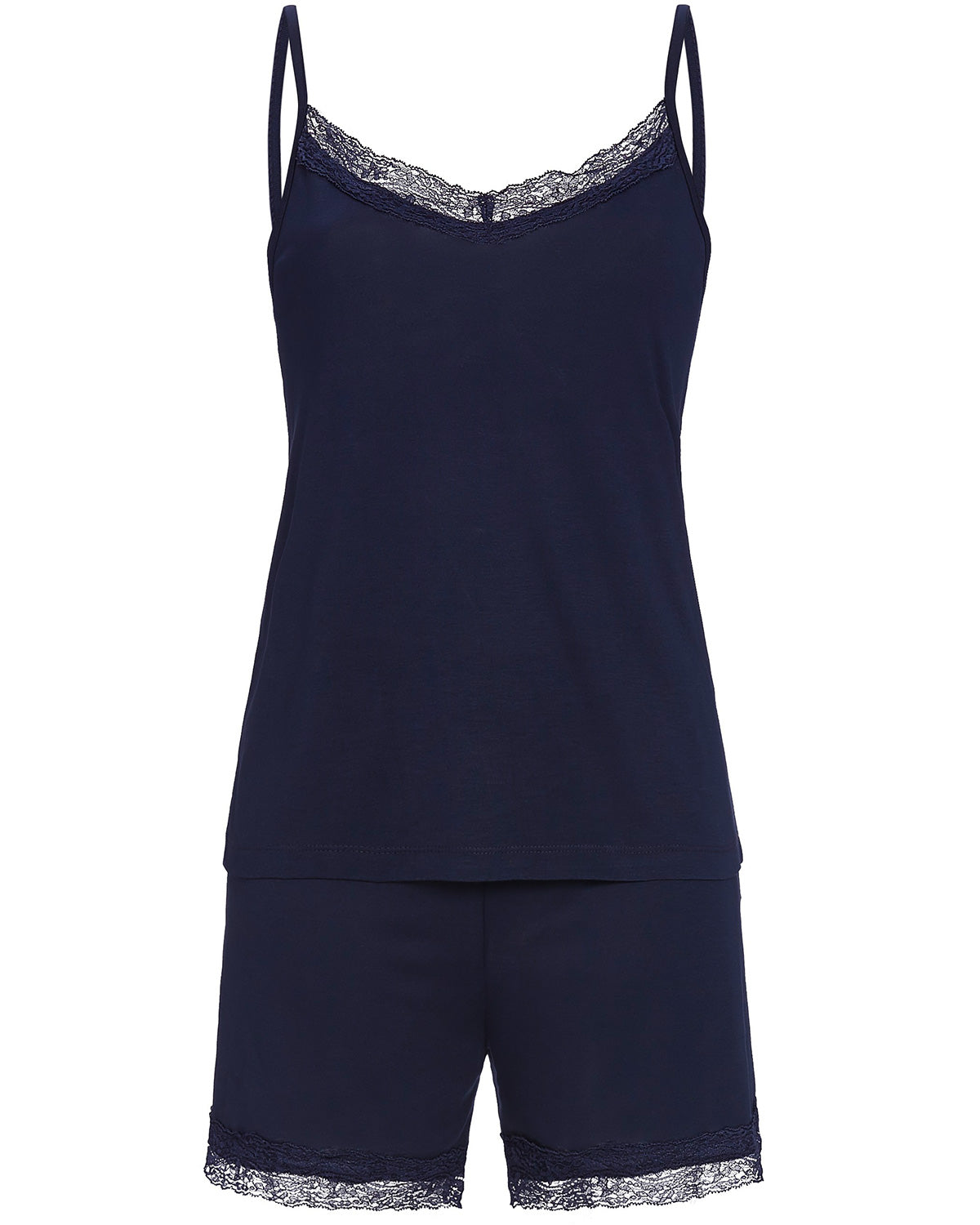 ringella-damen-pyjama-shorty-airy-4261314-spitzenbesatz-dark-navy image 1