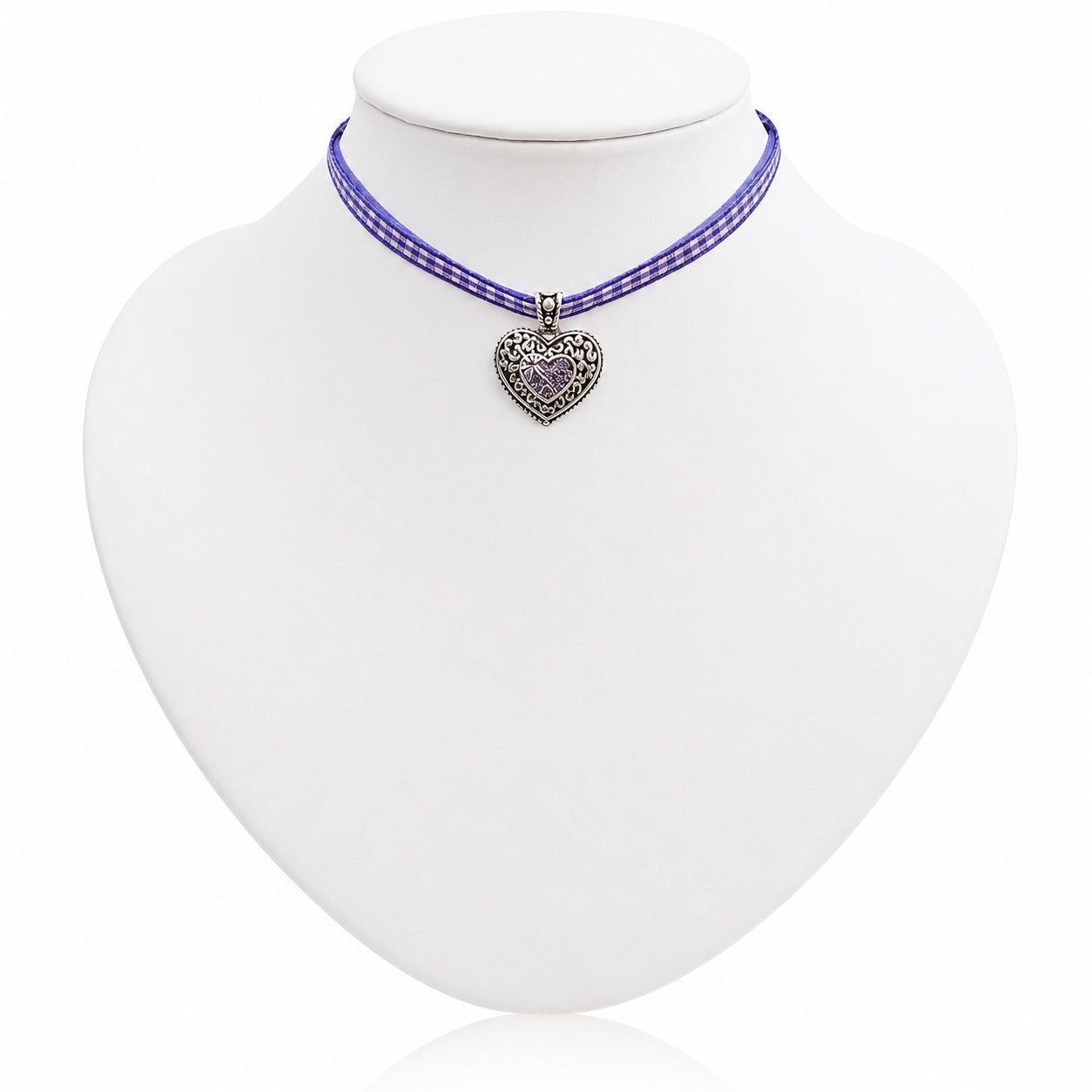 trachtenland-luisia-kinder-halskette-kariert-mit-herz-royalblau-swarovski image 5