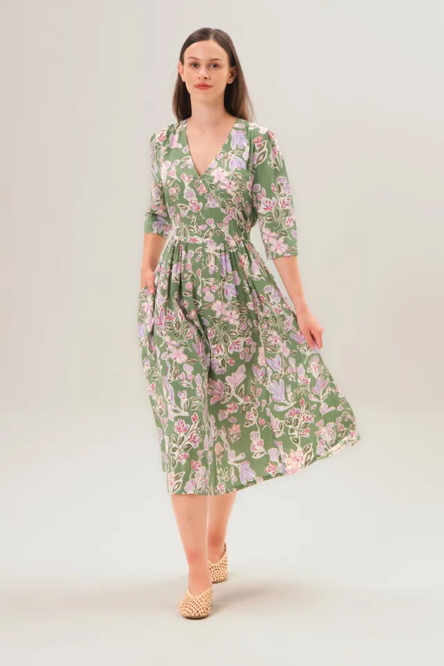 felicitas-kathena-damen-maxikleid-viskose-floral-3-4-arm image 1