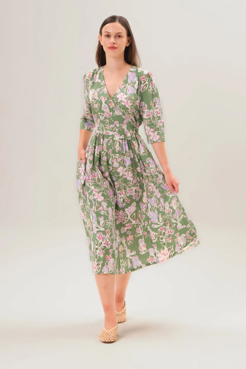 felicitas-kathena-damen-maxikleid-viskose-floral-3-4-arm image 1